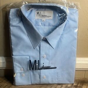 Mili Designs Light Blue Men's Dress Shirt Size Large